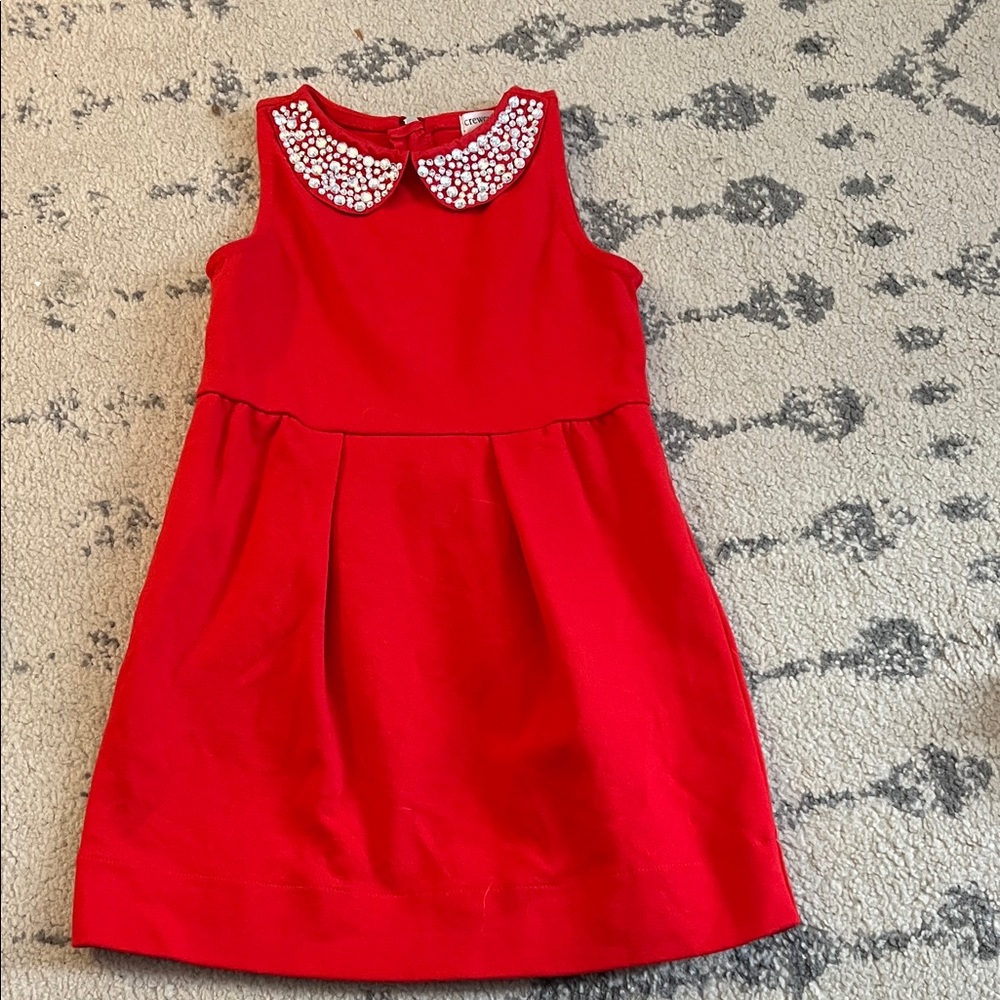 Crewcuts Red Dress with Pearl Collar